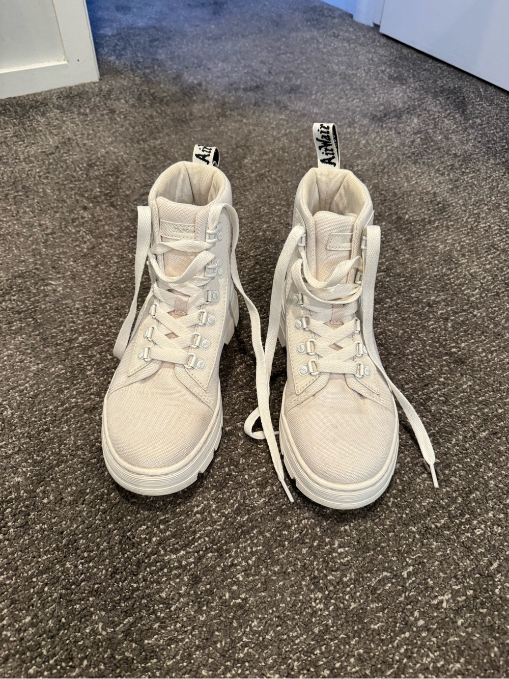 White Canvas Dr. Martens Combat Boots